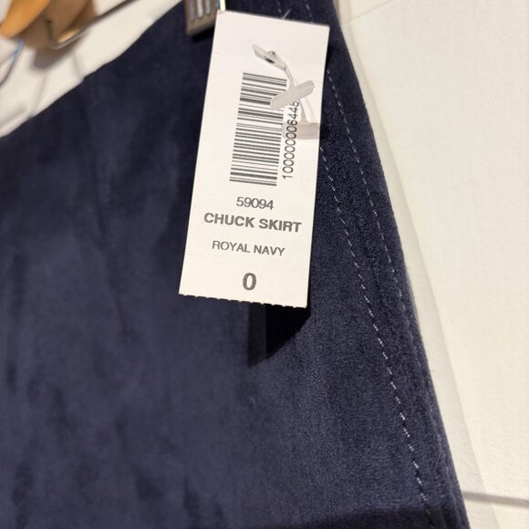 NWT -BABATON X ARITZIA Chuck Faux Suede Midi Pencil Skirt (Size 0 - Royal Navy) - Picture 3 of 11